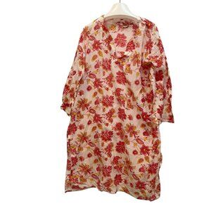 Roberta Roller Rabbit red yellow floral print cotton kurti tunic top L India